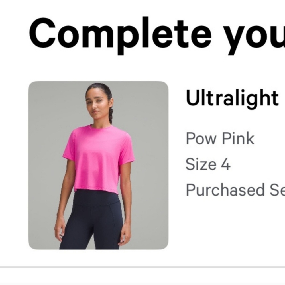 Lululemon Athletica Pow Pink Crop T-Shirt